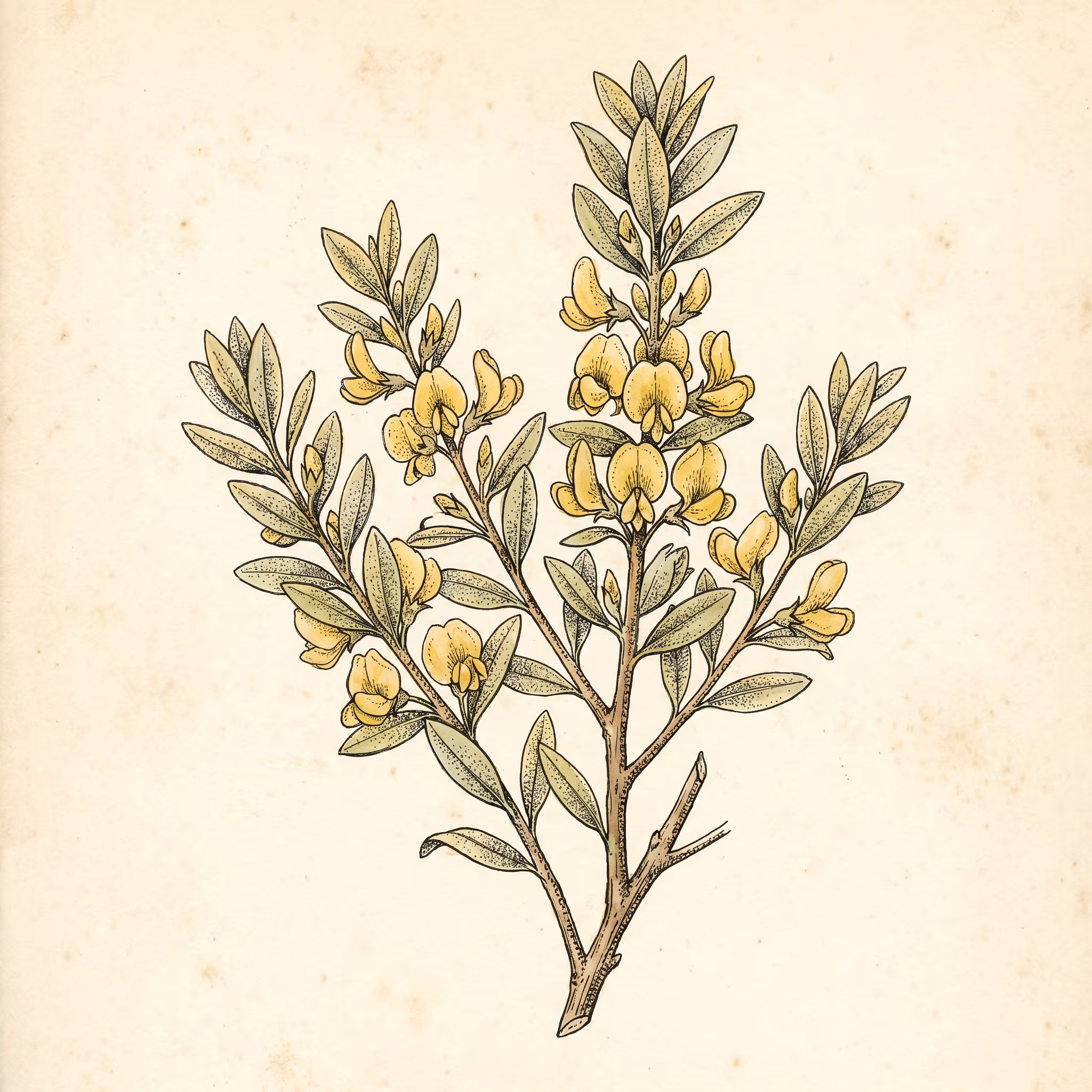 Botanical illustration of honeybush — Cyclopia.