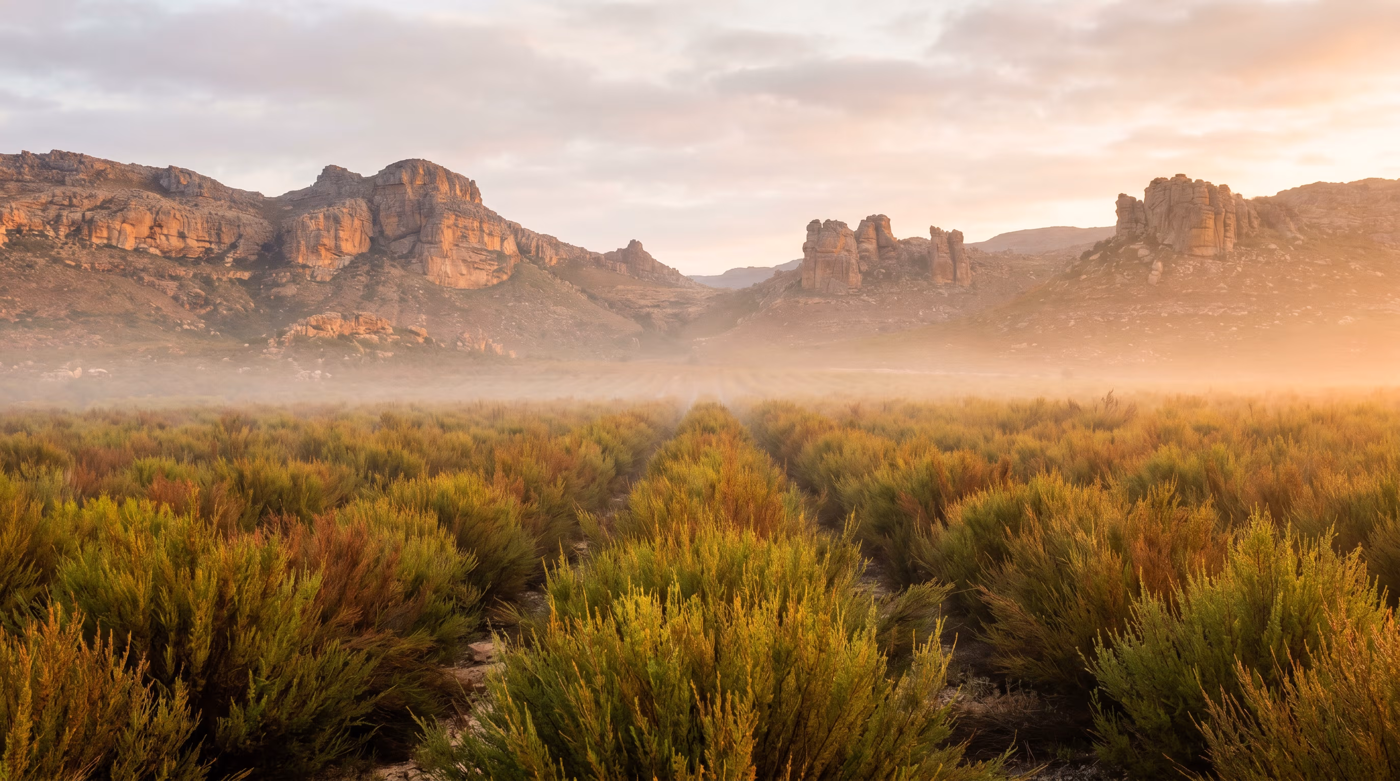 The Cederberg mountains at dawn, where rooibos grows endemic.