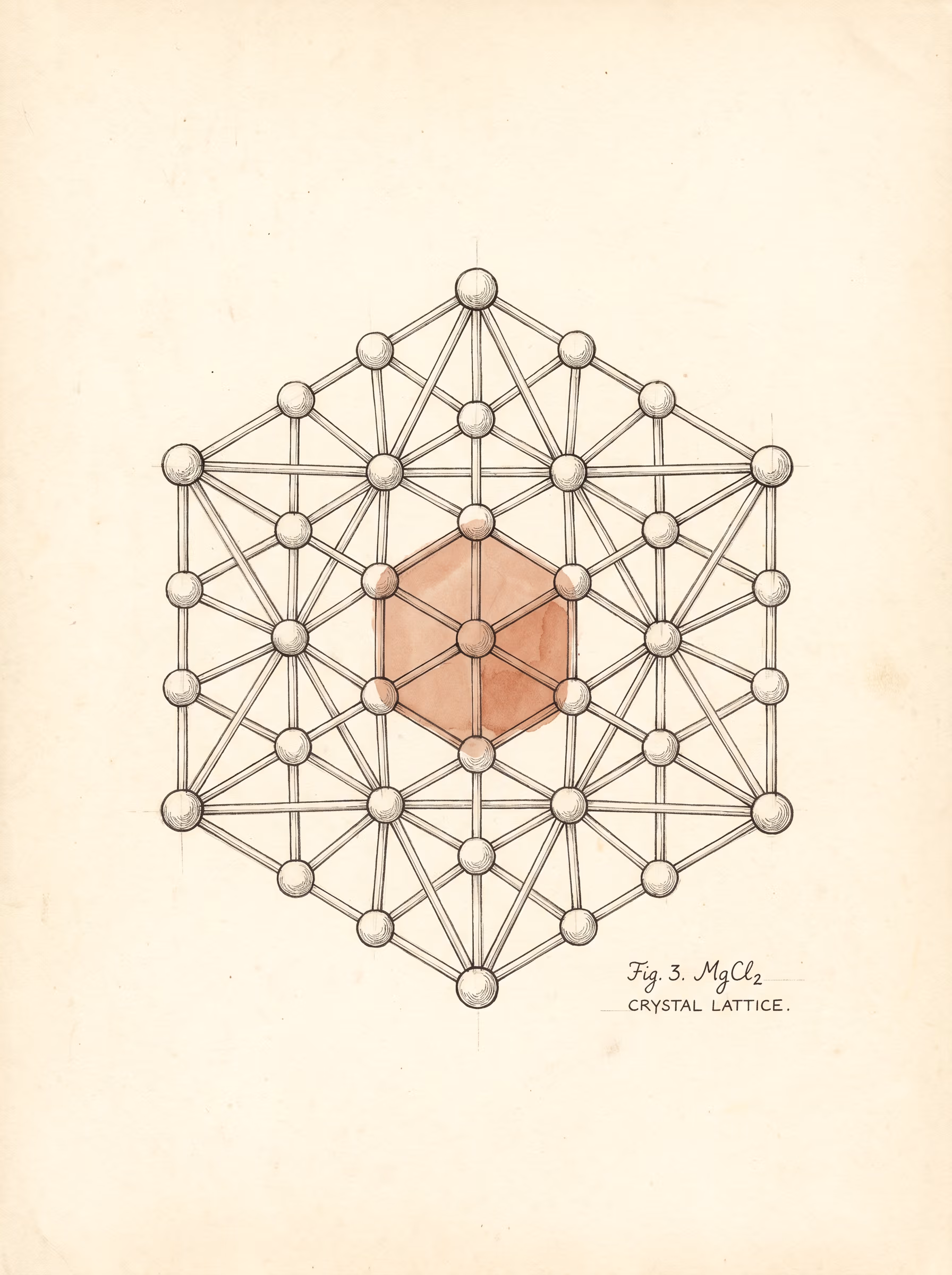 Magnesium crystal lattice illustration — the molecular structure of the mineral at the core of the Karoo Calm formulation.