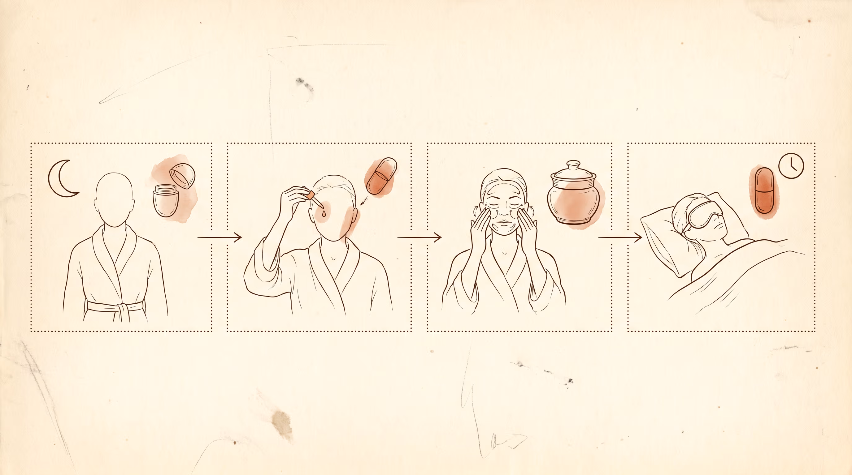 Evening ritual timeline — the repair window sequence, 9–10pm.